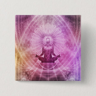Spiritual Yoga Meditation Zen Colourful 15 Cm Square Badge