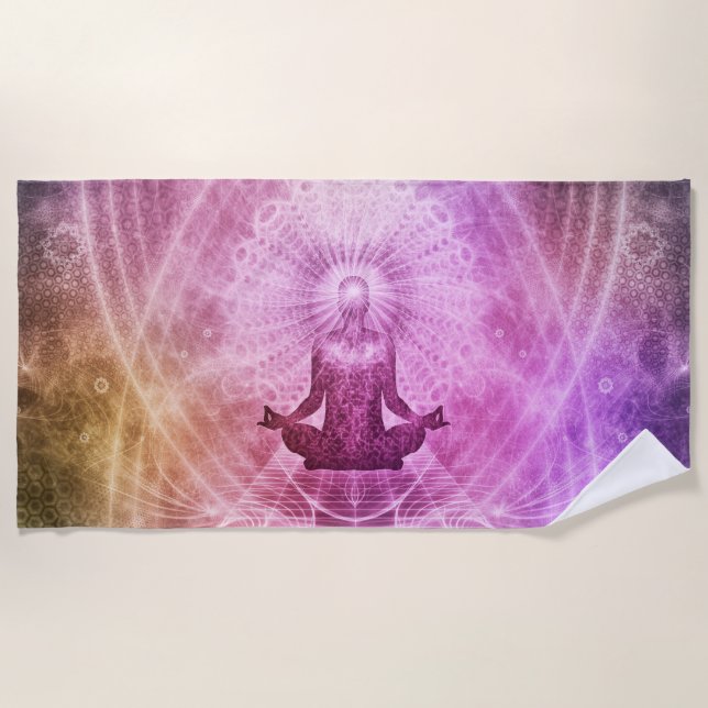 Spiritual Yoga Meditation Zen Colourful Beach Towel (Front)