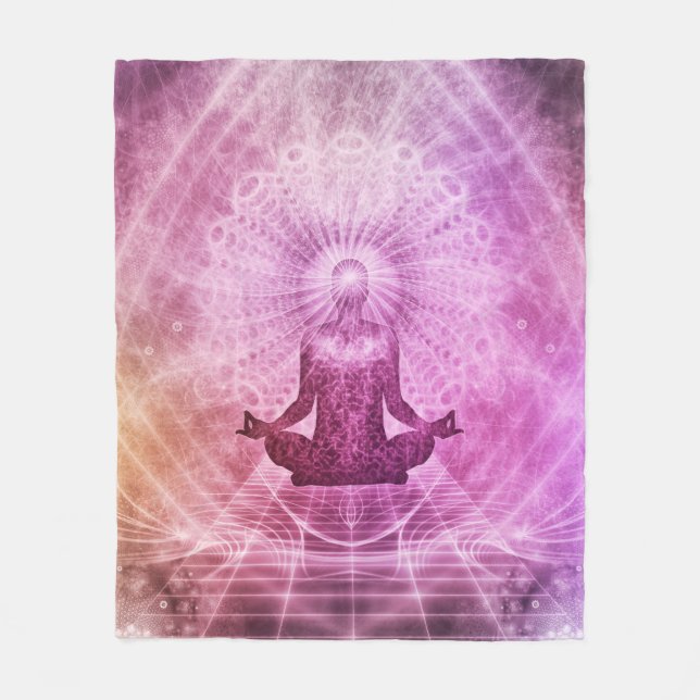Spiritual Yoga Meditation Zen Colourful Fleece Blanket (Front)