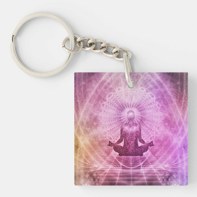 Spiritual Yoga Meditation Zen Colourful Key Ring (Front)