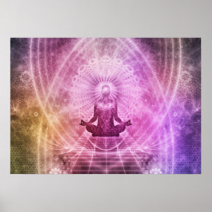 Spiritual Yoga Meditation Zen Colourful Poster
