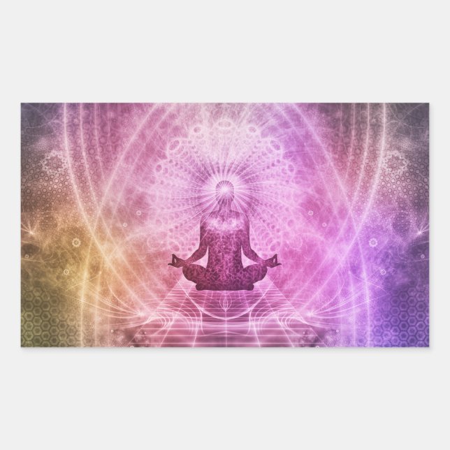 Spiritual Yoga Meditation Zen Colourful Rectangular Sticker (Front)