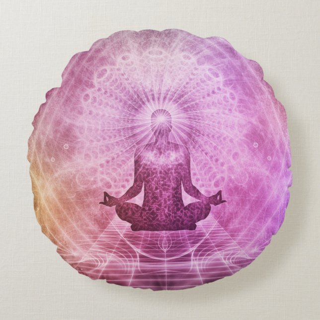 Spiritual Yoga Meditation Zen Colourful Round Cushion (Front)