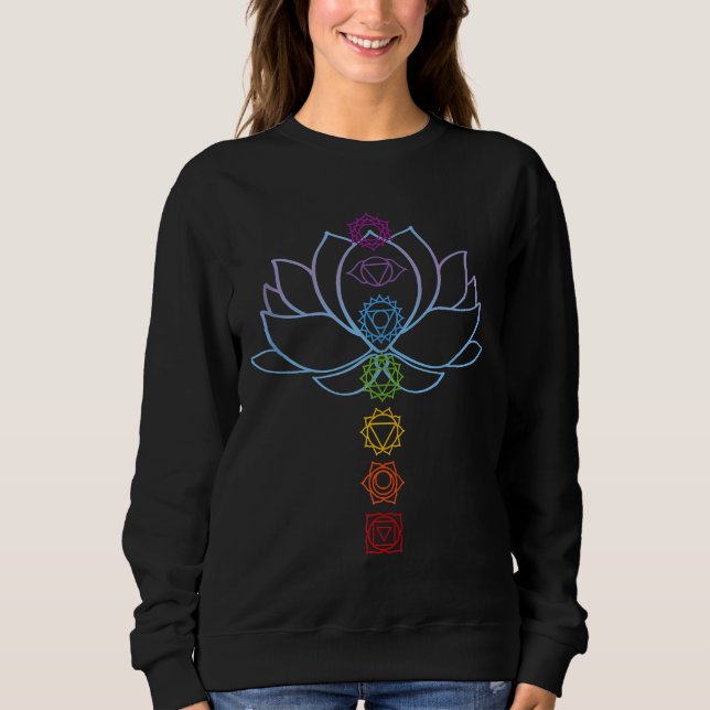 Spiritual Zen Lotus Flower Chakras Aligned Yoga Sweatshirt (Front)