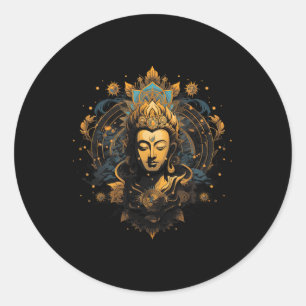 Spirituality Artwork Peace Zen Yoga Asia Guatama B Classic Round Sticker