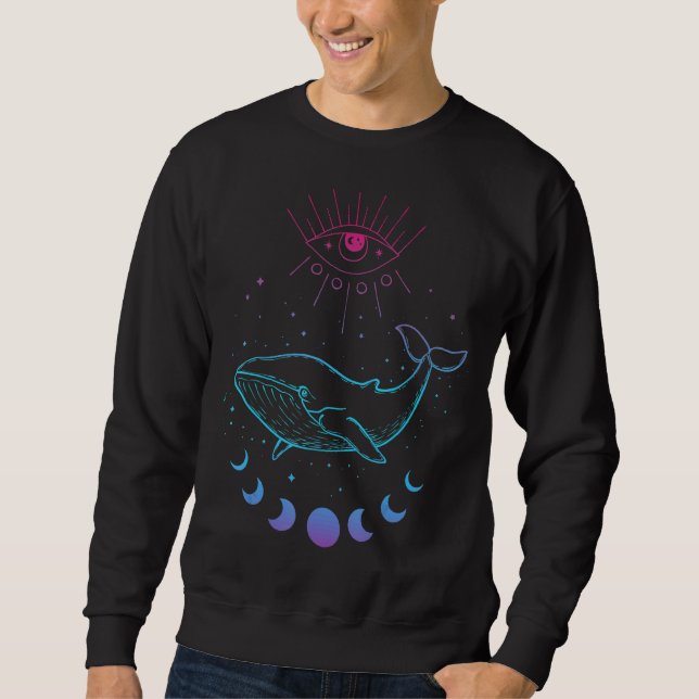 Spirituality Pagan Boho Nature Moon Whale Sweatshirt (Front)
