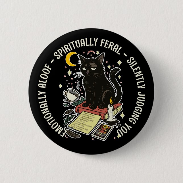 Spiritually Feral Cat: Emotinally Aloof, Judging 6 Cm Round Badge (Front)