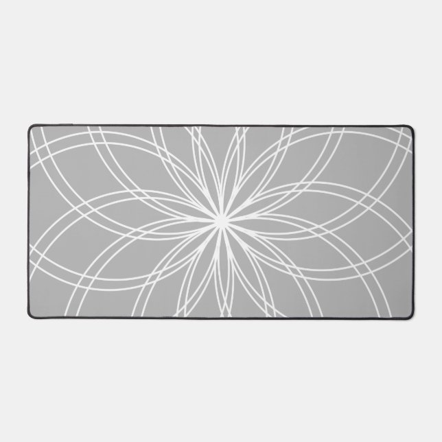 Spiro Mandala White Grey Desk Mat (Front)