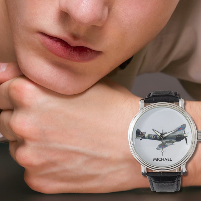 Spitfire Aeroplane Photo Cool Custom Pilot Name  Watch (Creator Uploaded)