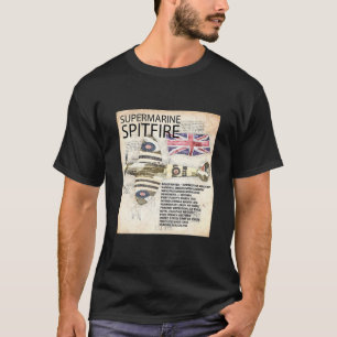 Spitfire Aircraft RAF WW2 Aeroplane Plane Da Vinci T-Shirt