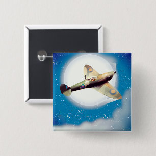 Spitfire aircraft travel poster print 15 cm square badge