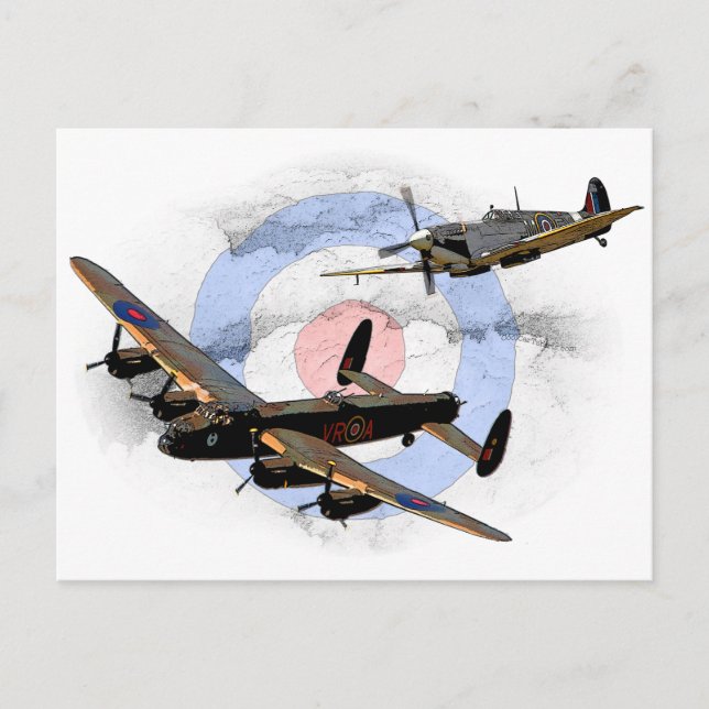 Spitfire and Lancaster Postcard (Front)