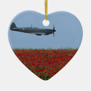Spitfire and Poppies Ceramic Tree Decoration