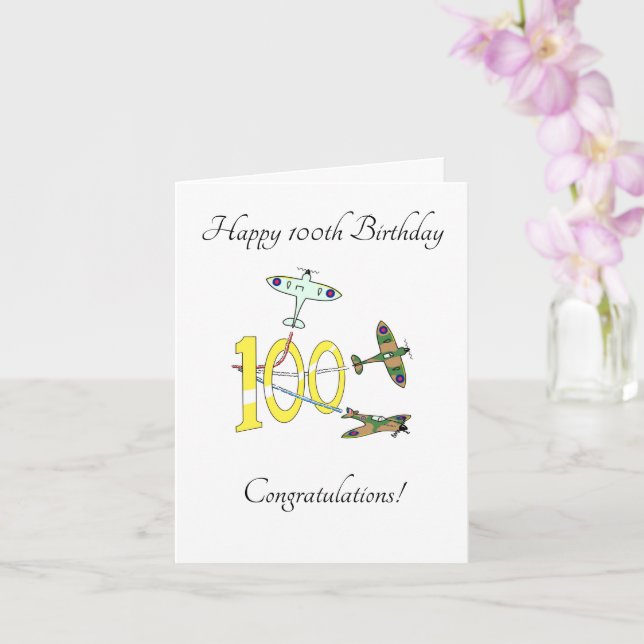Spitfires 100th Birthday Card (Orchid)