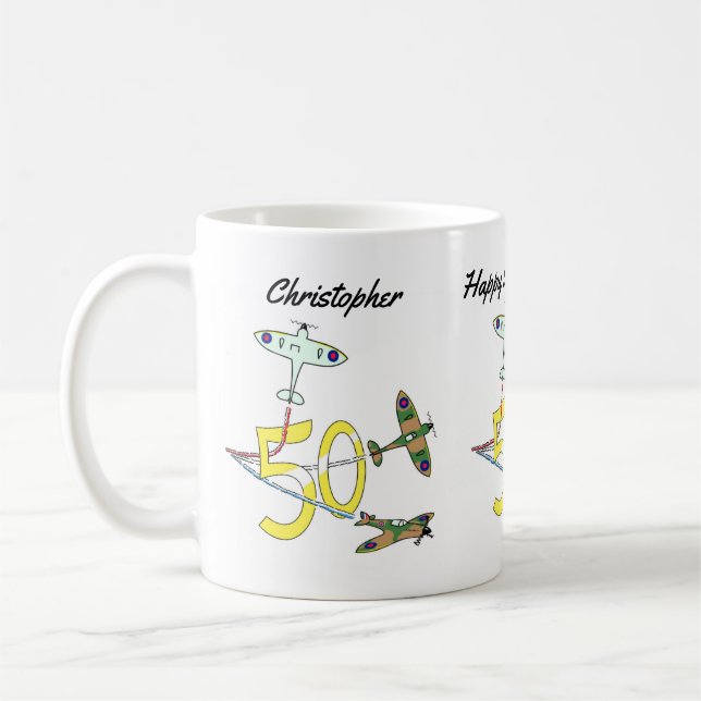 Spitfires 50th Birthday Coffee Mug (Left)