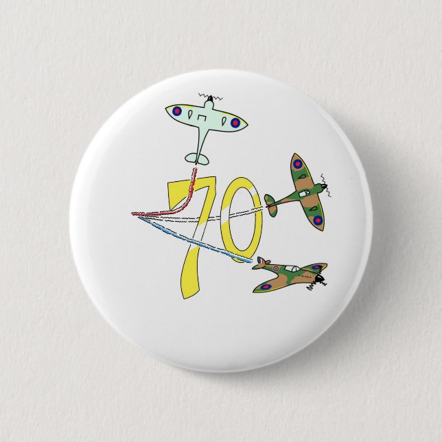 Spitfires 70th Birthday 6 Cm Round Badge (Front)