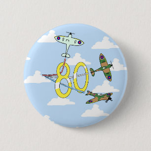 Spitfires 80th Birthday (Blue Sky) 6 Cm Round Badge