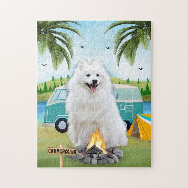 Spitz Dog Camping  Jigsaw Puzzle (Vertical)