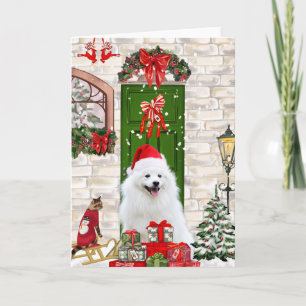 Spitz Dog Christmas  Card