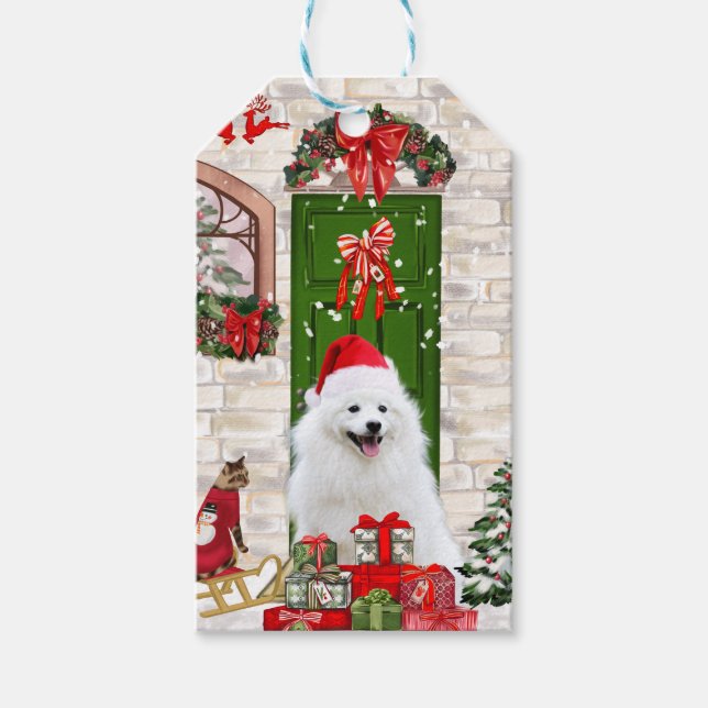 Spitz Dog Christmas  Gift Tags (Front)