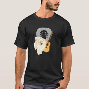 Spitz Dog With Acustic Guitar Cool Guitarist Dog O T-Shirt