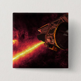 Spitzer seen against the infrared sky 15 cm square badge