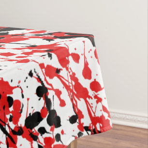 Splash and Drip Art Red and Black Tablecloth