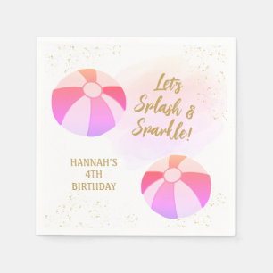 Splash and Sparkle Water Pool Party Birthday Napkin