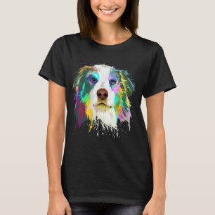 Splash Art Australian Shepherd Dog Aussie Mum Gift T-Shirt