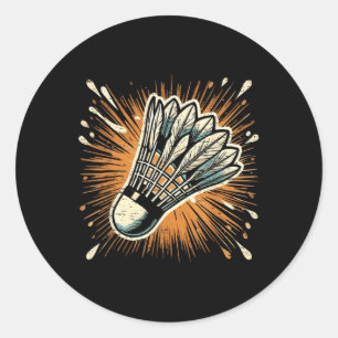 Splash Art Badminton Shuttle Classic Round Sticker