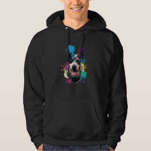Splash Art Colourful Blue Heeler Dog Hoodie