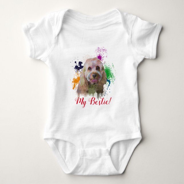 Splash Art Cute Cavapoo Dog Baby Bodysuit  (Front)