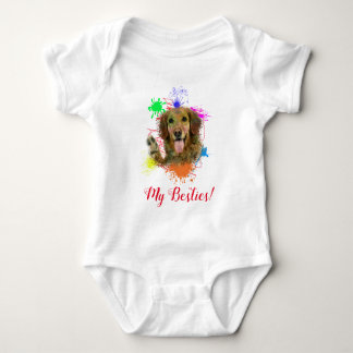 Splash Art Cute Golden Retriever Dog Baby Bodysuit