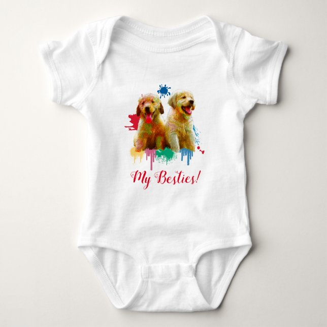 Splash Art Cute Labrador Puppy Dog Baby Bodysuit (Front)