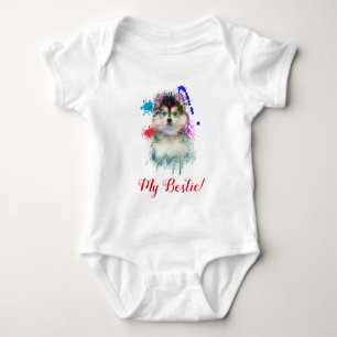 Splash Art Cute Pomsky Dog Baby Bodysuit