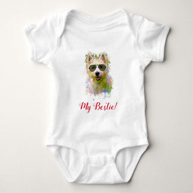 Splash Art Cute Westie Dog Baby Bodysuit (Front)