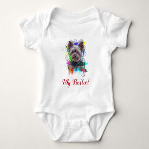 Splash Art Cute Yorkie Dog Baby Bodysuit