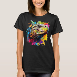 Splash Art Lizard Animal Lover Colourful Komodo Dr T-Shirt