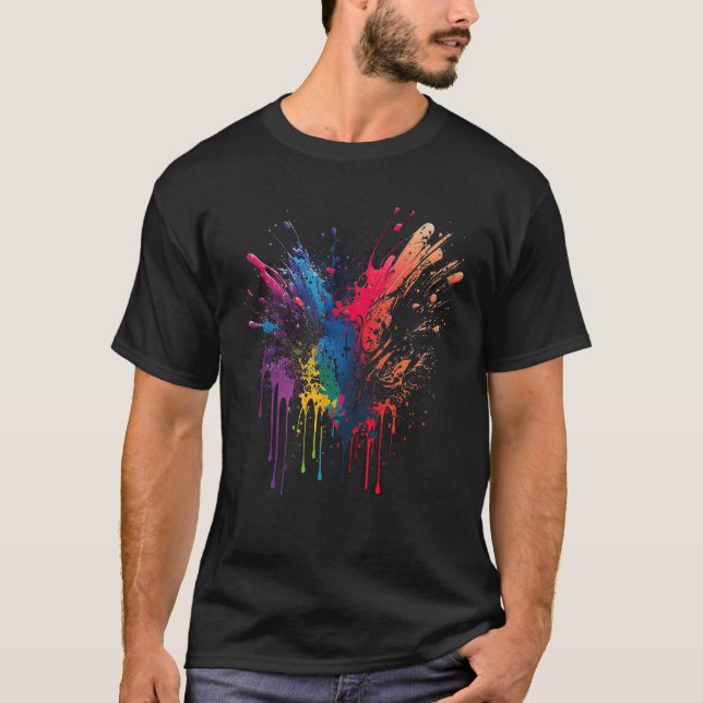 Splash Art Splatter colours white T-Shirt (Front)