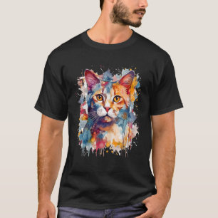 Splash Artwork Cat Splash Animal Face Cat Kitty Lo T-Shirt