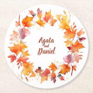 Splash Autumn Water: Personalized Wedding Coasters
