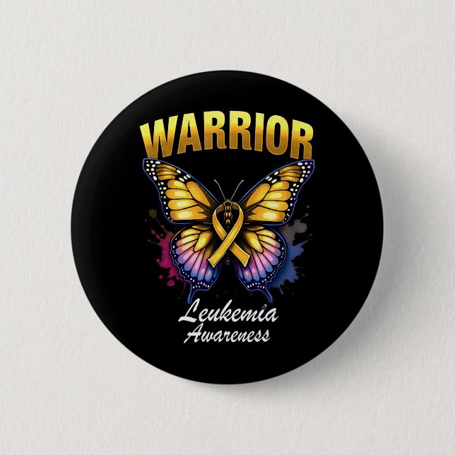 Splash Butterfly Leukaemia Awareness 6 Cm Round Badge (Front)