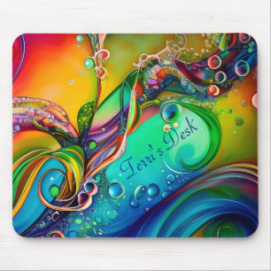 Splash! Colourful bubbles Abstract Personalise Mouse Pad