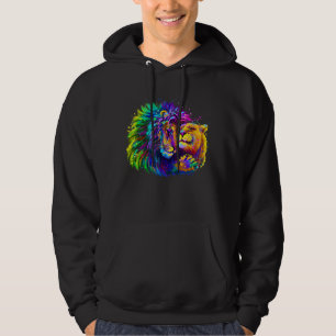 Splash Colourful Lion Embraces A Lioness Pop Art Hoodie