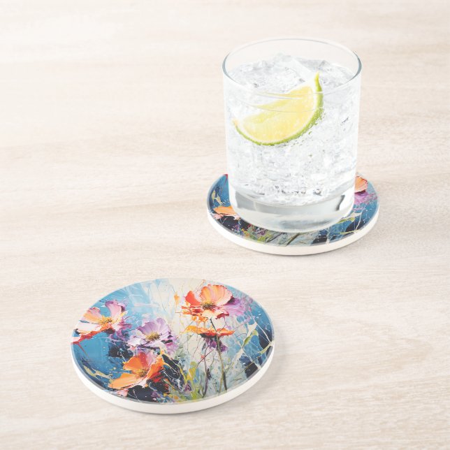 Splash Floral art Coaster (Side)