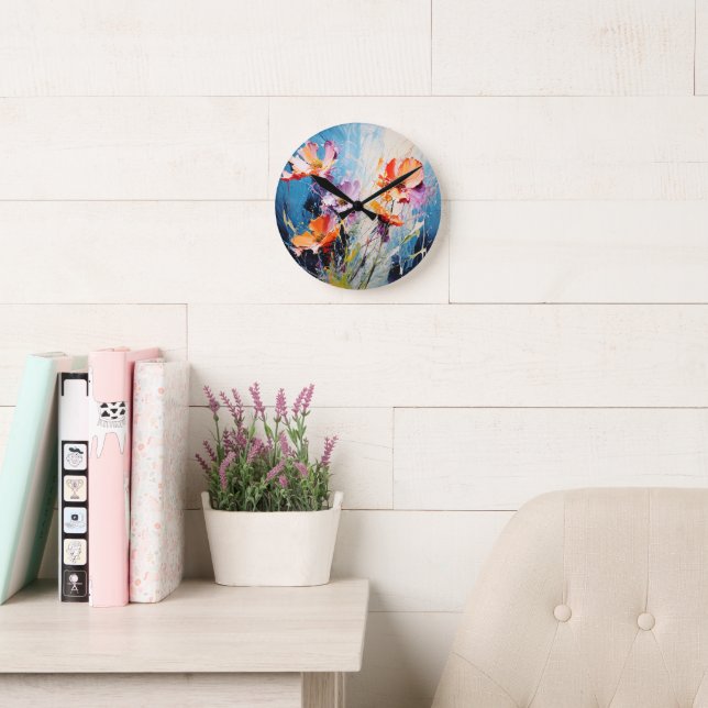 Splash Floral art Round Clock (Reading Room)