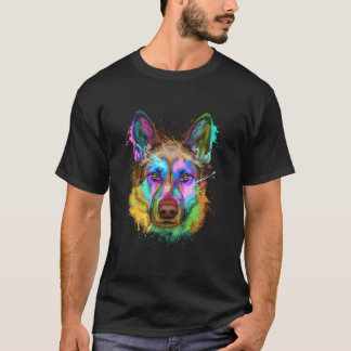 Splash Ger Shepherd Gsd T-Shirt