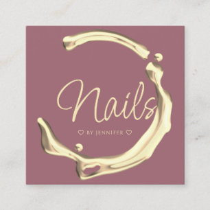 Splash Gold Polish Elegant Modern Nails Square Business Card