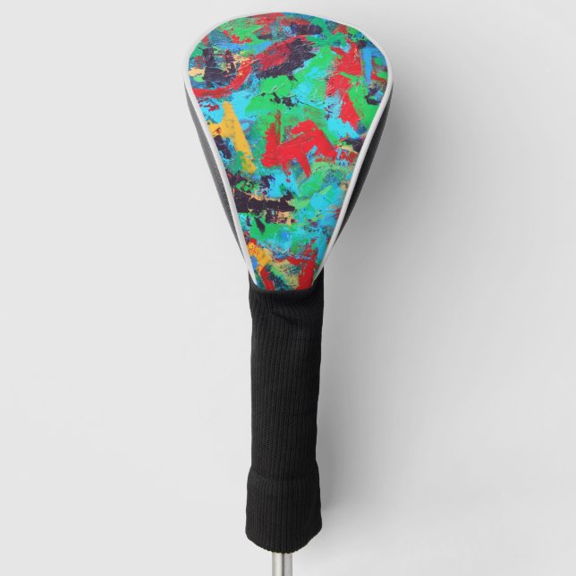 Splash-Hand Painted Abstract Brushstrokes Golf Head Cover (Front)