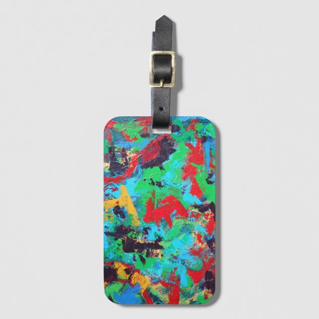 Splash-Hand Painted Abstract Brushstrokes Luggage Tag (Front Vertical)
